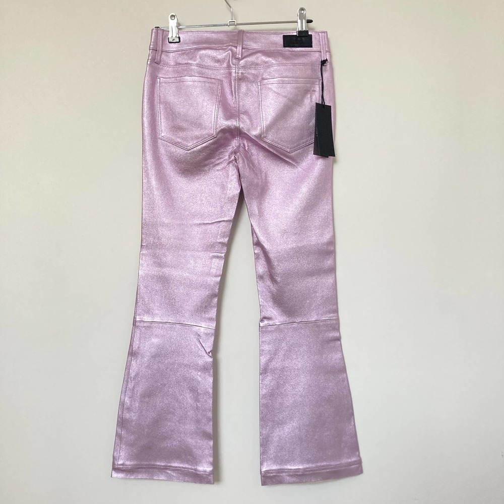 NWT RtA Kiki 100% Lambskin Leather Flare Cropped Pants In Purple Haze $1195 - Picture 7 of 12